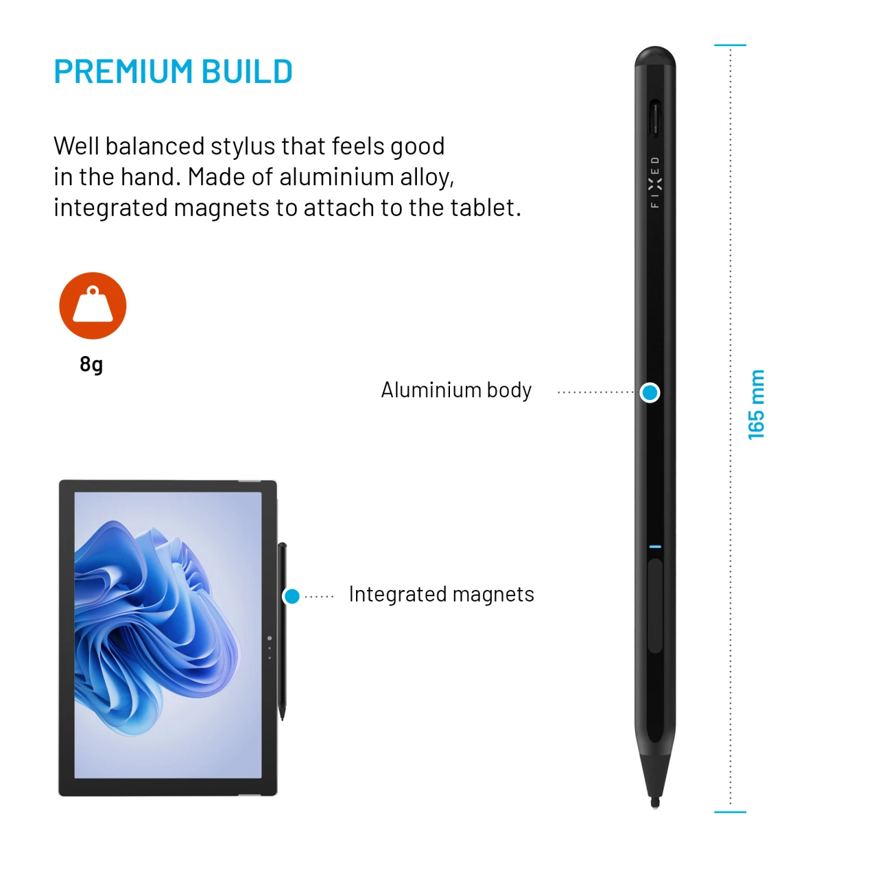 Dotykové pero FIXED Graphite Active MPP 2.0 pro Surface s magnety, černá