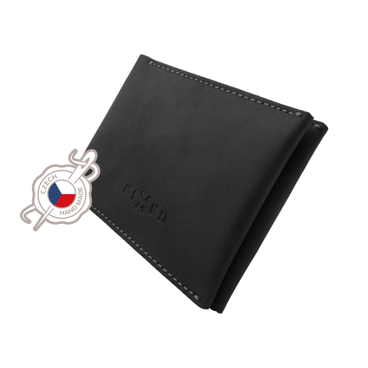 Kožená peněženka FIXED Wallet z pravé hovězí kůže, černá