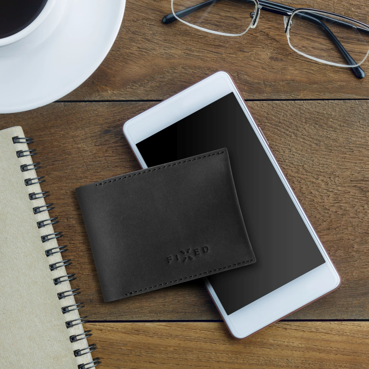 Kožená peněženka FIXED Wallet z pravé hovězí kůže, černá