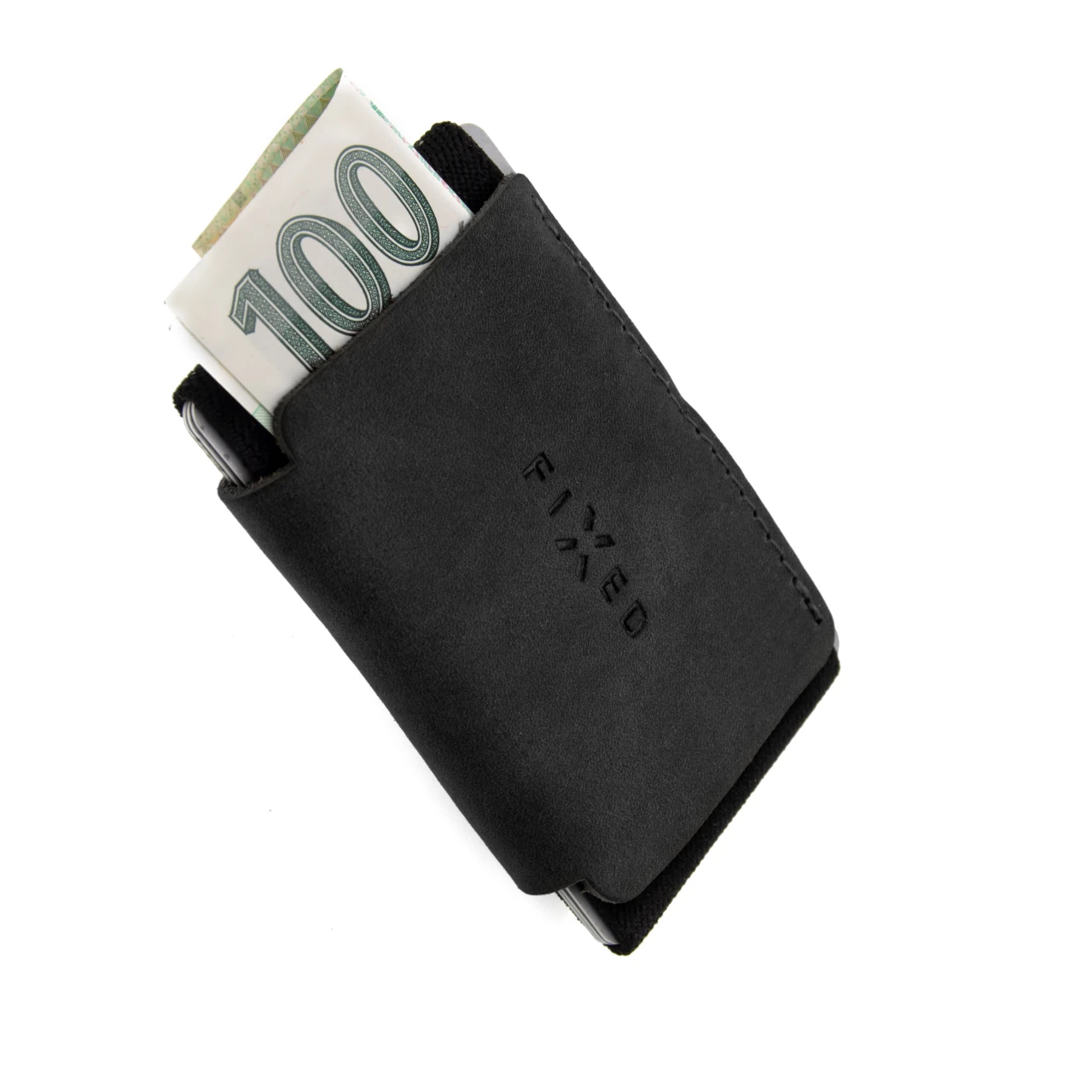Kožená peněženka FIXED Tiny Wallet z pravé hovězí kůže, černá