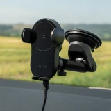 Automatický držák do auta s rychlým bezdrátovým nabíjením FIXED Matic XL na sklo nebo palubní desku, 15W, černá