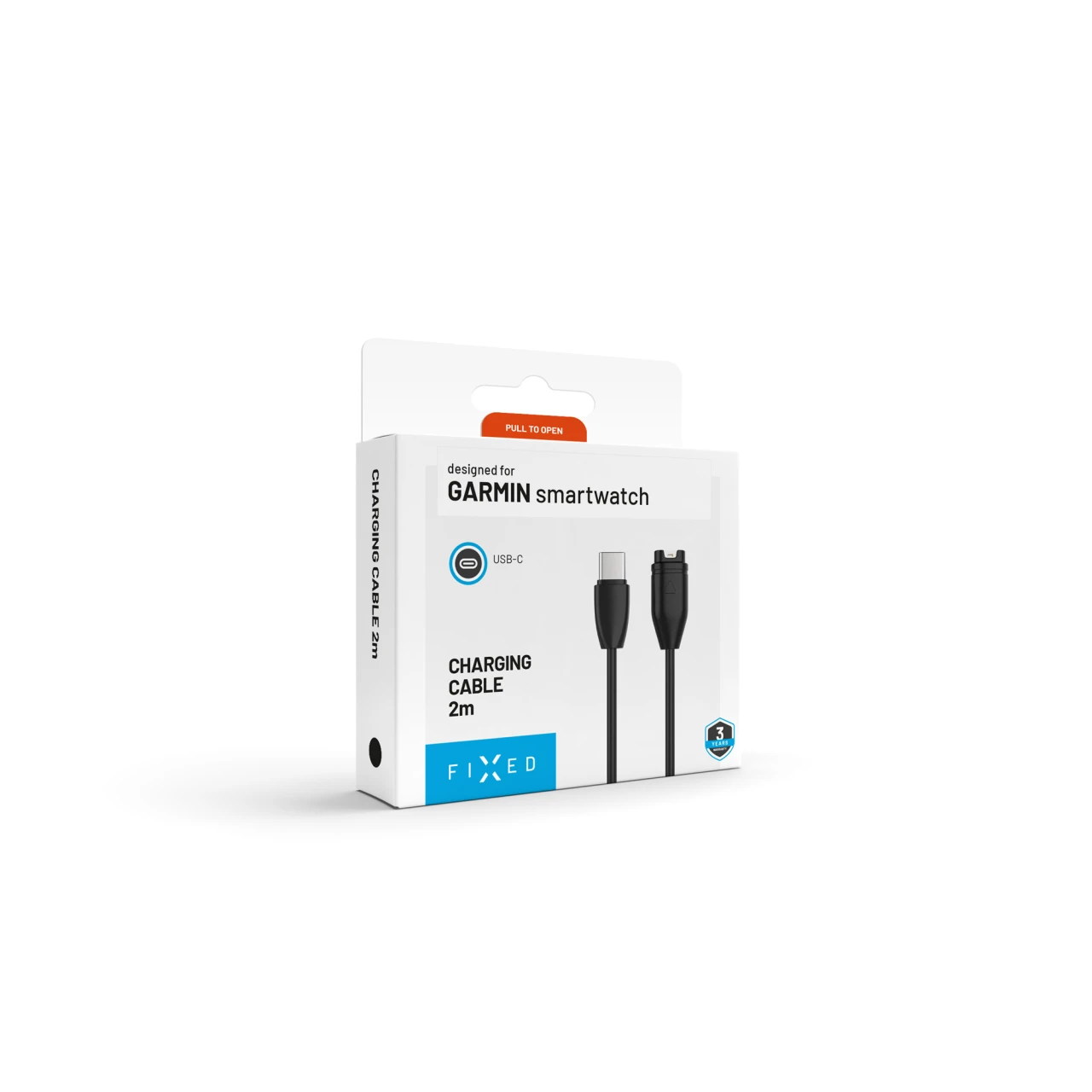 Nabíjecí USB-C kabel FIXED pro smartwatch Garmin Forerunner/Fenix/Venu/Vívoactive/Instinct, 2m, černá