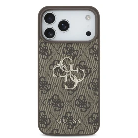 Guess PU 4G Metal Logo Zadní Kryt pro Samsung Galaxy S26 FE Brown
