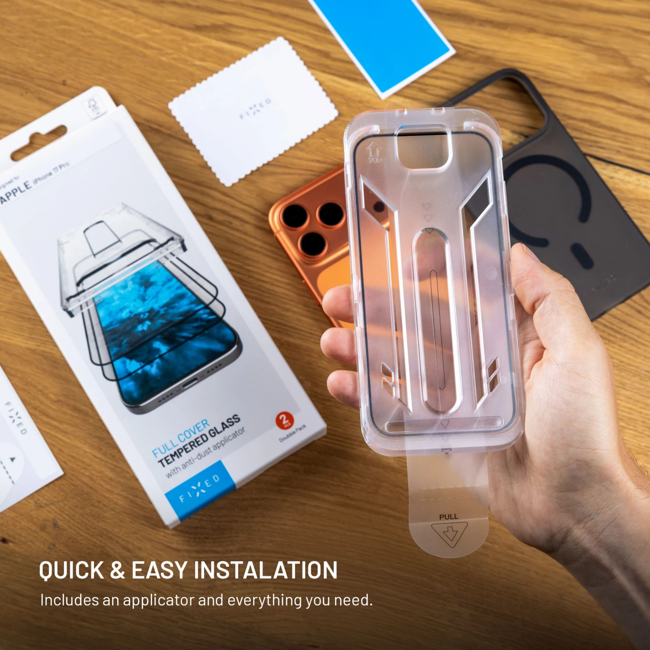 Tvrzené sklo FIXED Full-Cover 2ks s anti-dust aplikátorem pro Xiaomi Redmi A7 Pro, černá