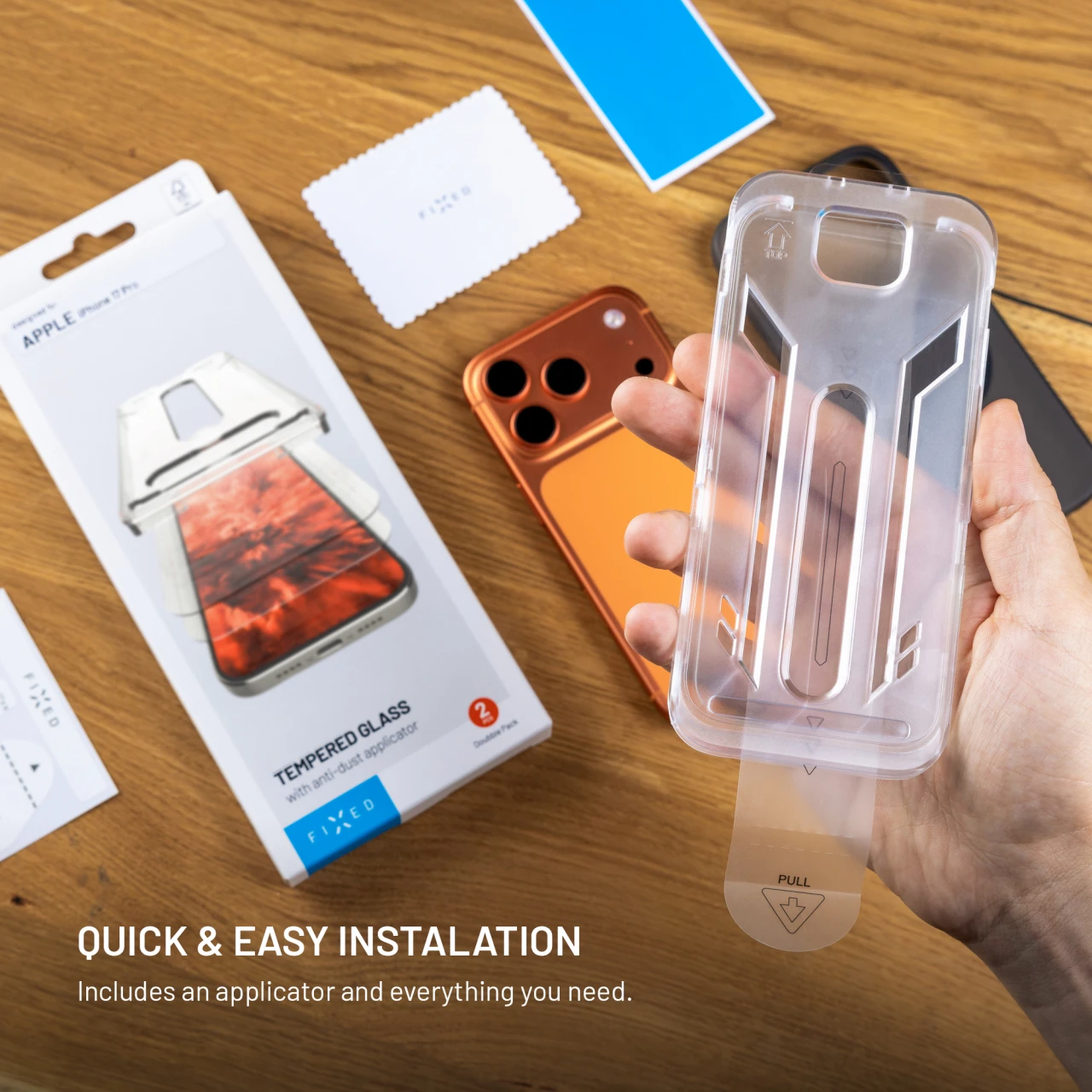 Tvrzené sklo FIXED 2ks s anti-dust aplikátorem pro Xiaomi Redmi A7 Pro, čirá
