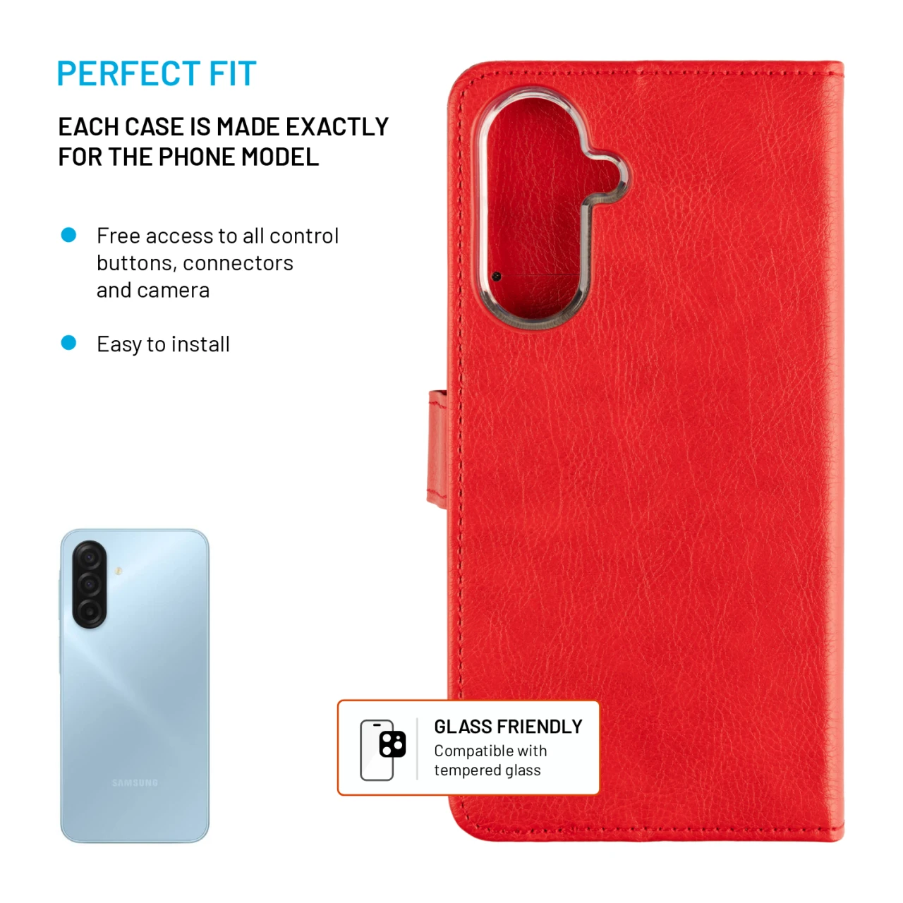 Flipové pouzdro FIXED Opus pro Samsung Galaxy A18, červená