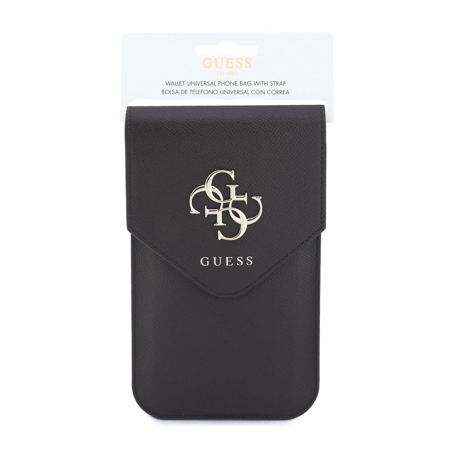 Guess PU Grained 4G Metal Logo Taška na Telefon Dark Brown