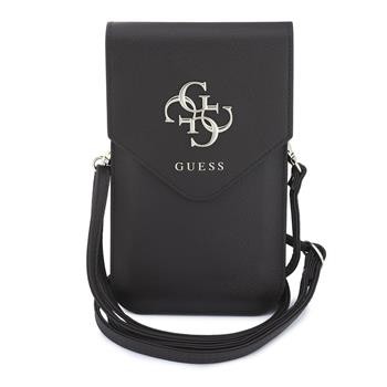 Taška na telefon se zipem Guess PU Grained 4G Metal Logo, tmavě hnědá