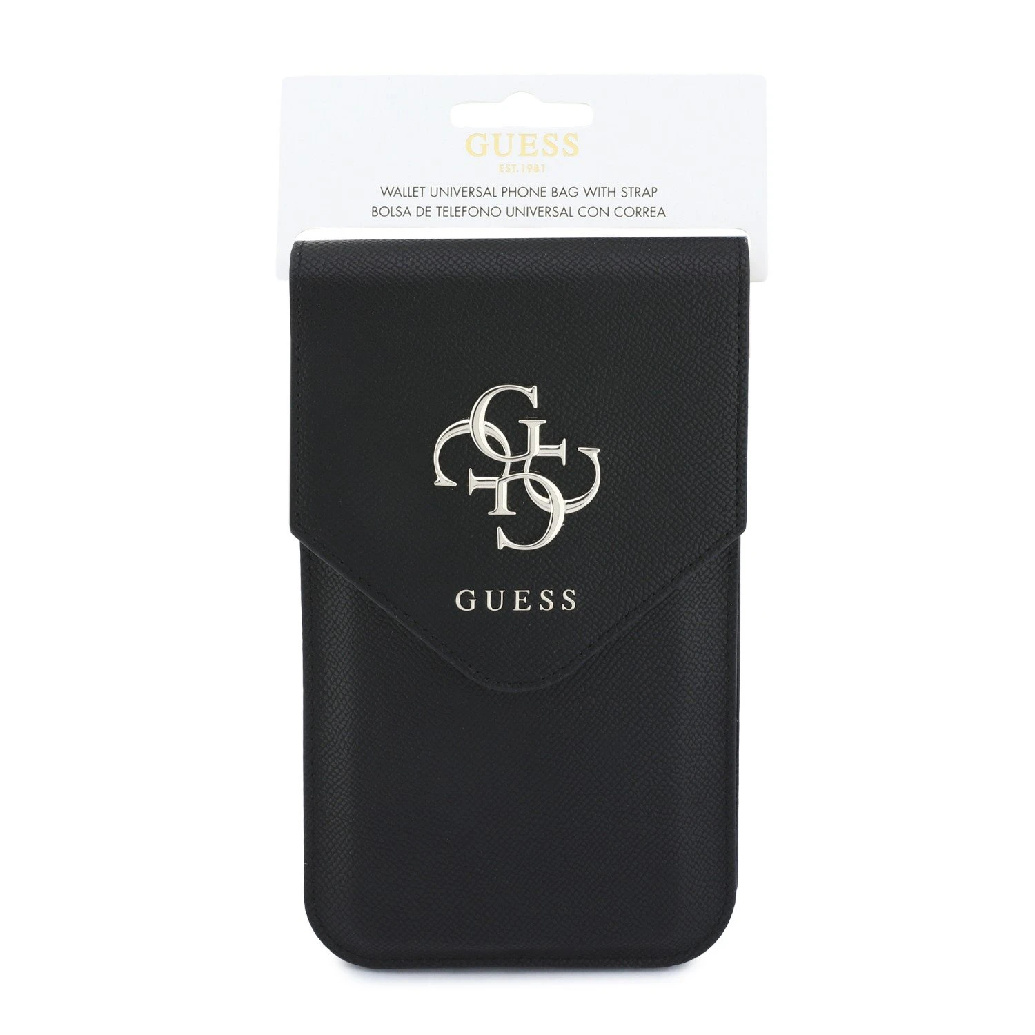 Guess PU Grained 4G Metal Logo Taška na Telefon Black
