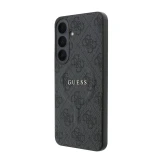 Guess PU Leather 4G Gold Frame Magnetic Zadní Kryt pro Samsung Galaxy S26 FE Black