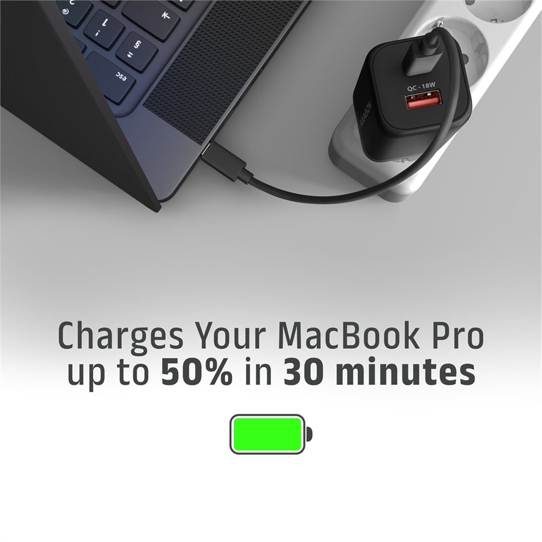 AXAGON ACU-PQ100, GaN nabíječka do sítě 100W, USB-A + USB-C, PD3.0/PPS/QC4+/SFC2.0/Apple, černá