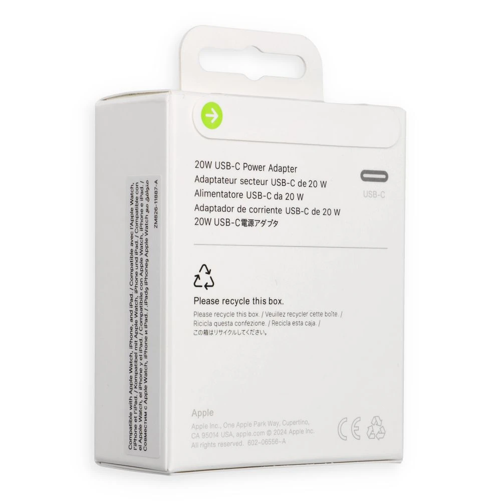 Original charger Apple MD3J4ZM/A A2347 with Type C socket 20W white blister