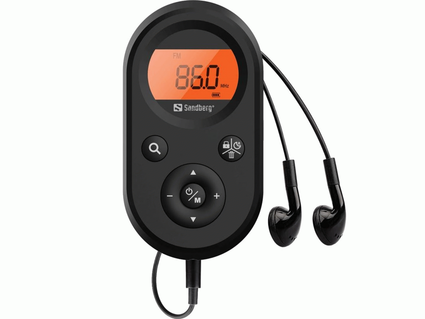 Sandberg FM+AM rádio Recharge, černá