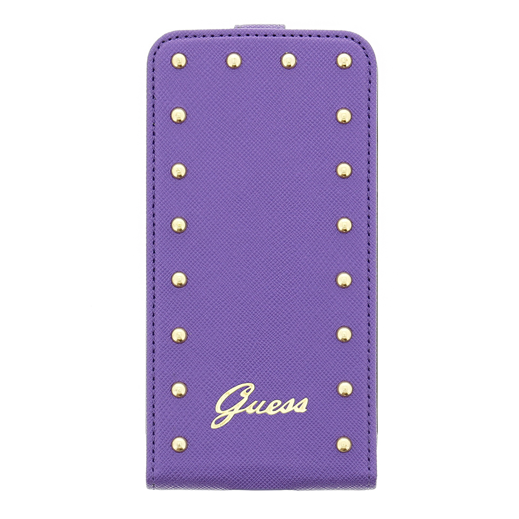 GUFLS5SAV Guess Studded Flip Kožené Puzdro Purple pre Samsung G900 Galaxy S5