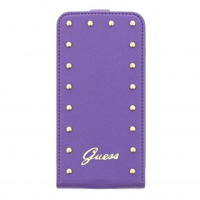 GUFLS5SAV Guess Studded Flip Kožené Puzdro Purple pre Samsung G900 Galaxy S5