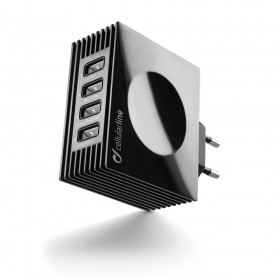 Sieťová nabíjačka CellularLine Quad Ultra 4xUSB, 21W / 4.2 A max, čierna
