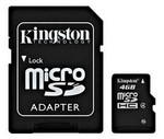 Pamäťová karta KINGSTON 8GB Micro SDHC, class 4 (s adaptérom)