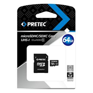 Paměťová karta Pretec 64 GB Micro SDXC CLASS 10, 10MB/s s adaptérem