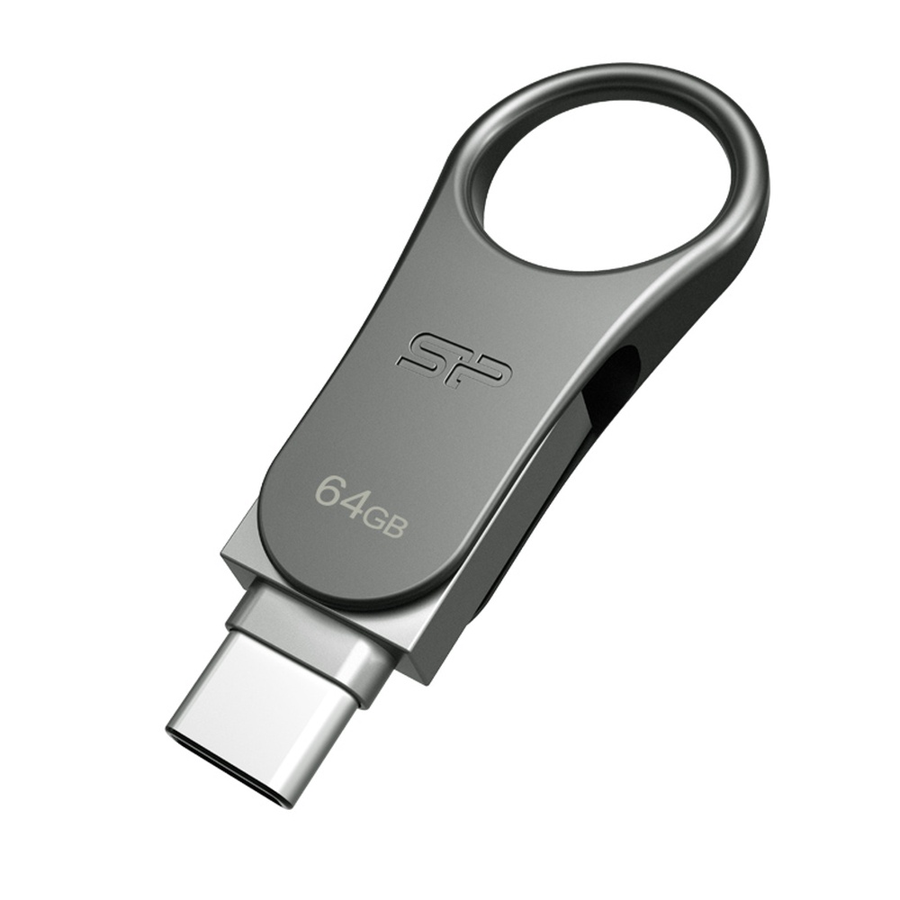 Duální USB flash disk Silicon Power Mobile C80 64GB USB-C, USB 3.0 kovový