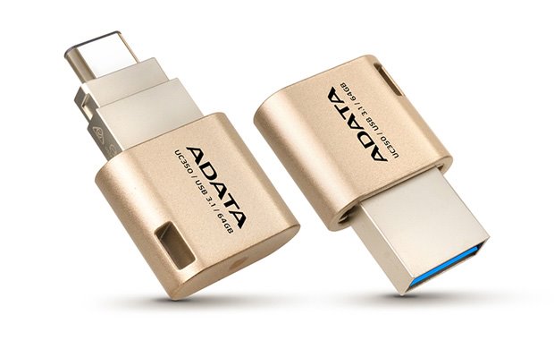 Flash disk ADATA UC350 16GB, USB 3.1, Type C, OTG zlatý