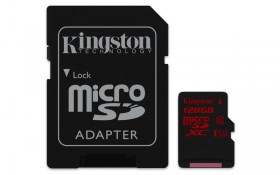 Kingston 128GB Micro SD, class 10 / UHS-I U3 R: 90MB / s W: 80MB / ss adaptérom