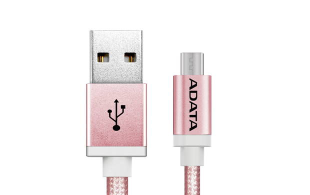 ADATA MicroUSB kabel nylonový 1m růžový