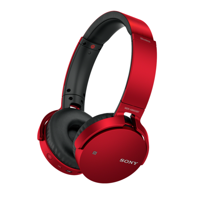 Sluchátka SONY MDR-XB650BT bezdrátová handsfree, červené