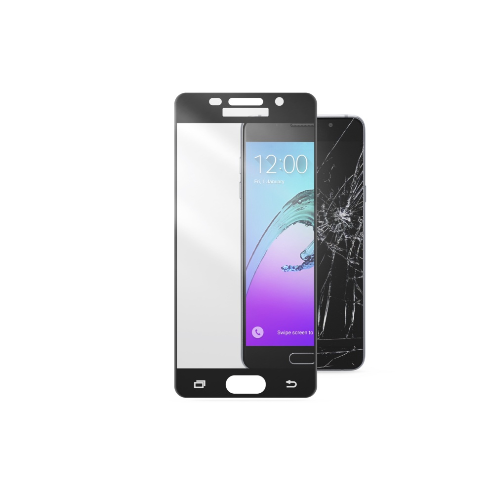 Tvrzené sklo CellularLine CAPSULE pro celý displej na Samsung Galaxy A3 (2016), černé