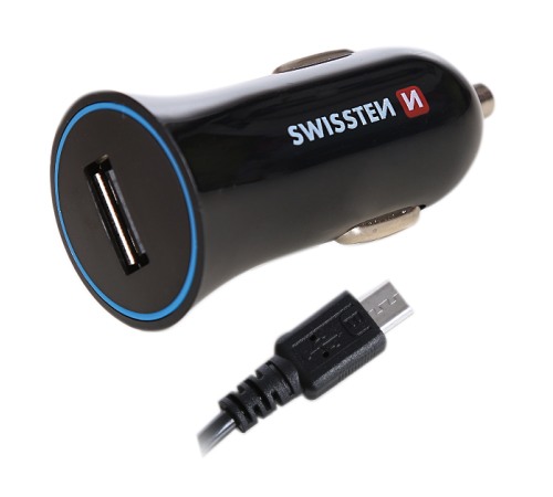 Nabíjačka do auta CL SWISSTEN USB + kábel 1A čierna (BLISTER)