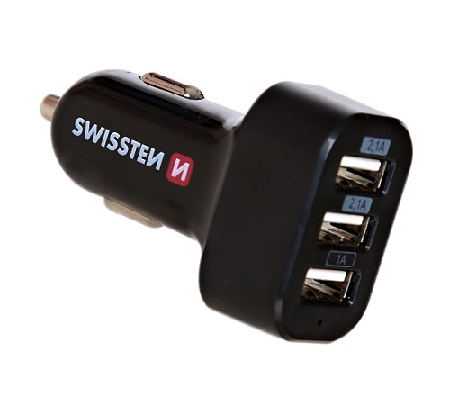 Nabíjačka do auta Swissten CL napájač univerzálne (5,2A), 3x USB, čierny (Blister)