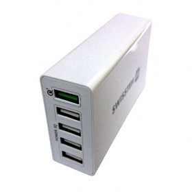 SWISSTEN SIEŤOVÝ ADAPTÉR QUALCOMM 3.0 QUICK CHARGE + SMART IC 5x USB 50W POWER BIELY
