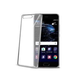 CELLY Laser silikónové puzdro - lemovanie s kovovým efektom pre Huawei P10, strieborné