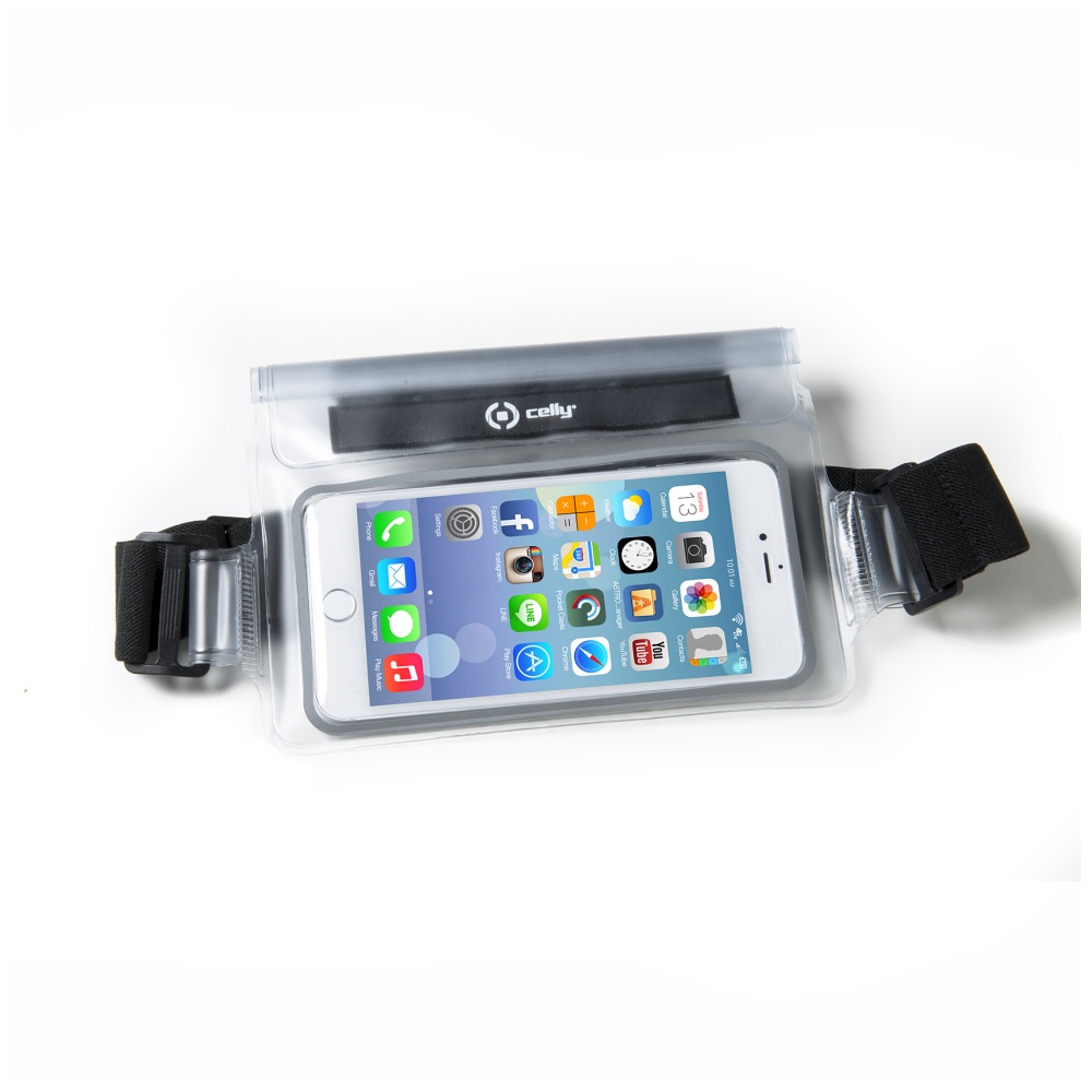 CELLY Splash Belt voděodolné pouzdro kolem pasu na telefony 5.7 " bílé