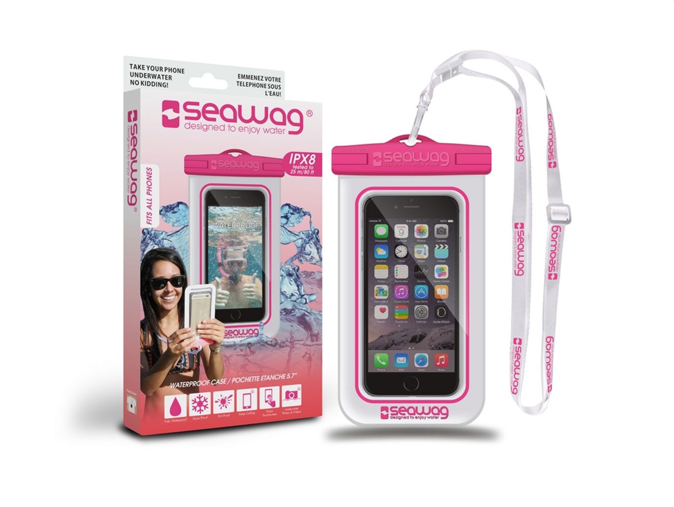 SEAWAG Voděodolné pouzdro pro telefon 5.7" white/pink