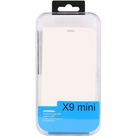 DOOGEE flipové pouzdro DOOGEE X9 Mini white + tvrzené sklo