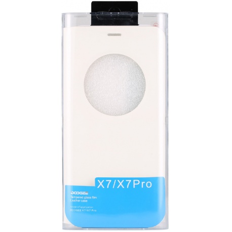 DOOGEE flipové pouzdro DOOGEE X7/X7 Pro white + tvrzené sklo