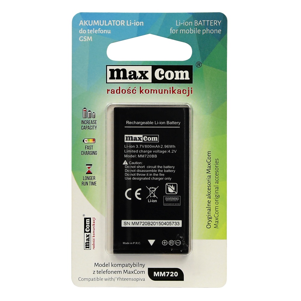Baterie MAXCOM pro telefony MM822, Li-Ion