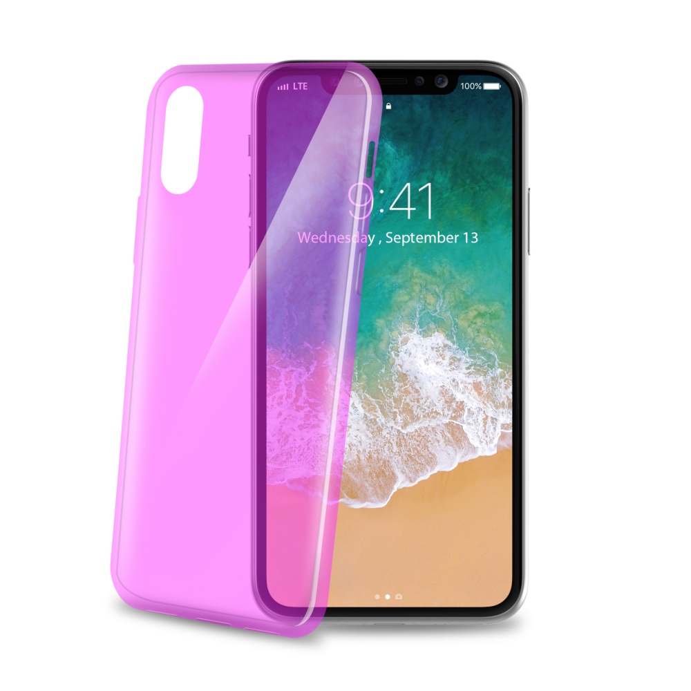 Silikonové pouzdro CELLY Ultrathin pro Apple iPhone X, růžové