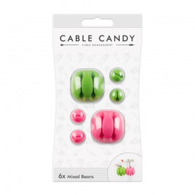 Káblový organizér Cable Candy Mixed Beans, 6 ks, zelený a ružový