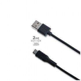 Dátový a nabíjací kábel CELLY s USB-C, 2m, 3A, black