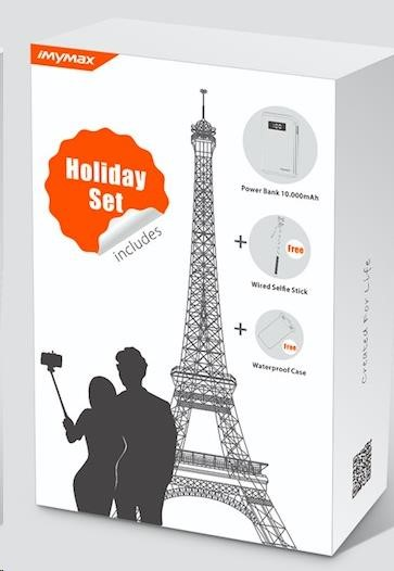 MyMax Holiday set - PowerBank 10000 mAh, vodotěsné pouzdro, selfie tyč