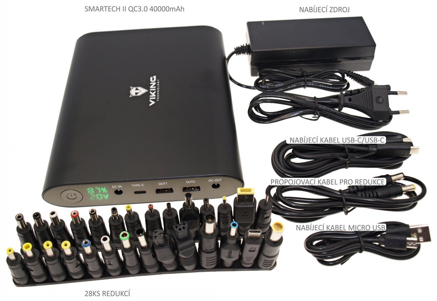 PowerBank Viking Smartech II  pro notebooky 40000mAh, black