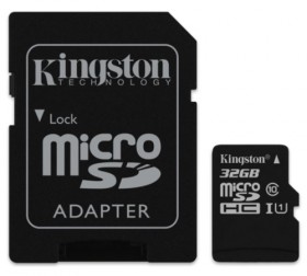 Pamäťová karta Kingston CL10 32GB microSDHC, UHS-I 80R / 10W (s adaptérom)