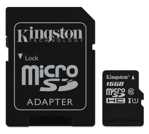 Paměťová karta Kingston CL10 16GB microSDHC, UHS-I 80R/10W, blister ( s adaptérem )