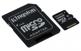 Pamäťová karta Kingston CL10 128GB, microSDXC, class 10, UHS-I 80R (s adaptérom)