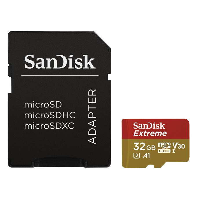 Paměťová karta SanDisk Extreme microSDHC 32GB, UHS-I U3, class 10 s adaptérem