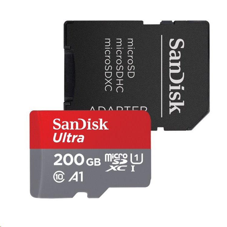 Paměťová karta SanDisk Ultra 200GB microSDXC, class 10, UHS-I U1 s adaptérem (EU Blister)