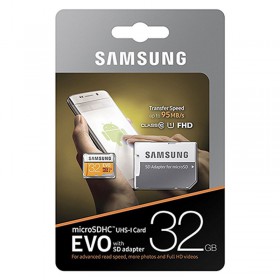 Pamäťová karta Samsung EVO microSDHC 32GB, UHS-I U1, class 10 s adaptérom (EÚ Blister)