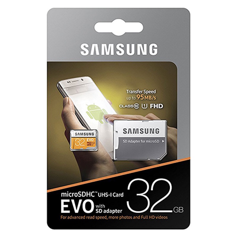 Paměťová karta Samsung EVO microSDHC 32GB, UHS-I U1, class 10 s adaptérem (EU Blister)