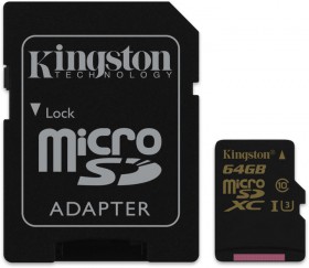 Pamäťová karta Kingston microSDXC 64GB, class 10, UHS-I U3 s adaptérom